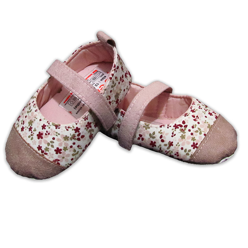 پاپوش کودک طرح گل چاپی رنگ صورتی