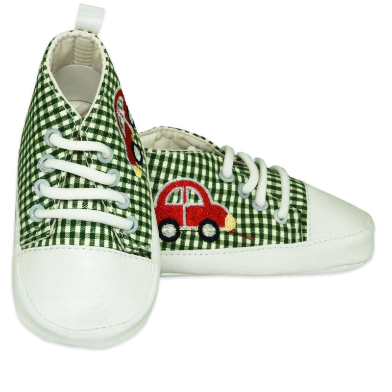 پاپوش کودک پسرانه طرح چهارخونه ماشین