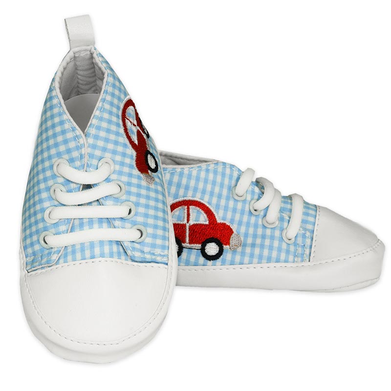 پاپوش کودک پسرانه طرح چهارخونه ماشین