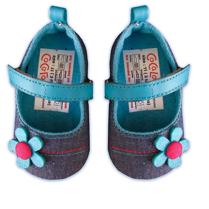 پاپوش کودک دخترانه طرح جین گلدار