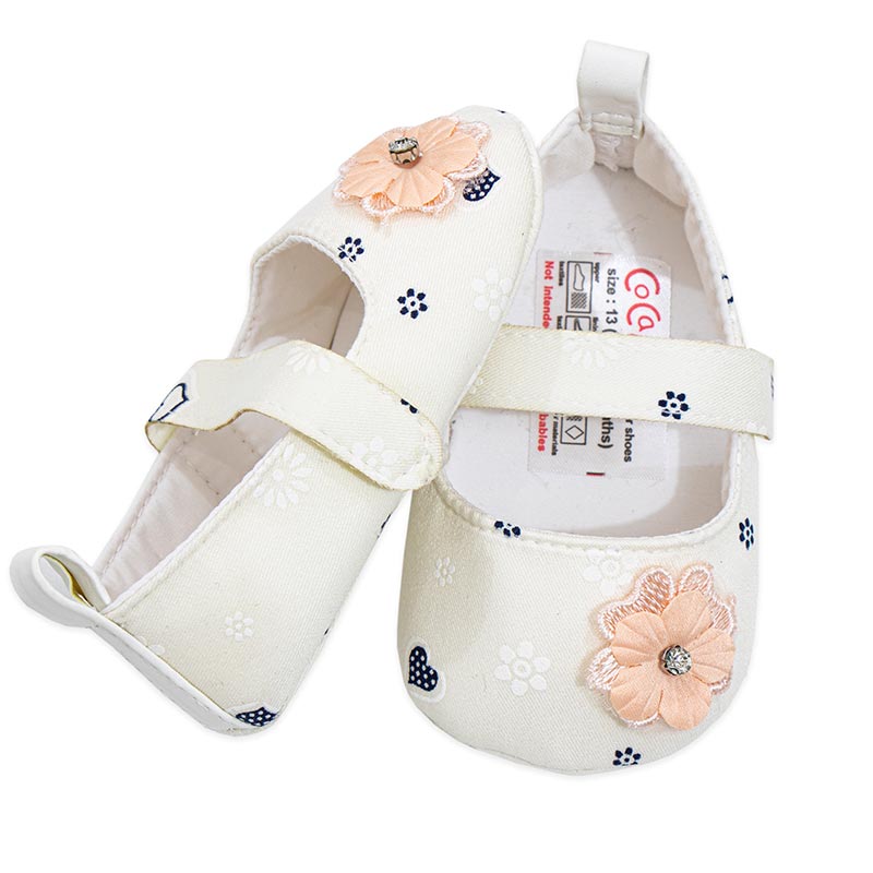 پاپوش کودک دخترانه طرح گل صورتی