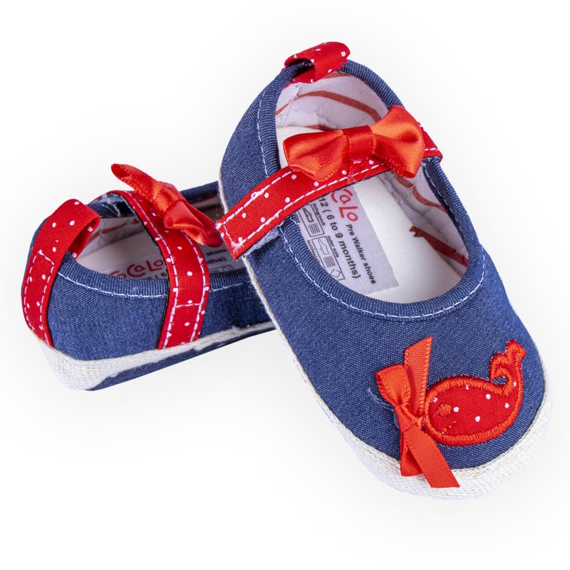 پاپوش کودک دخترانه طرح نهنگ رنگ قرمز