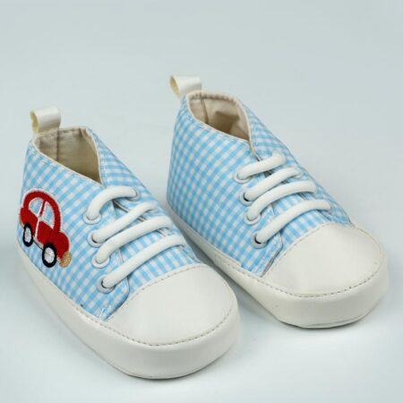 پاپوش کودک پسرانه طرح چهارخونه ماشین