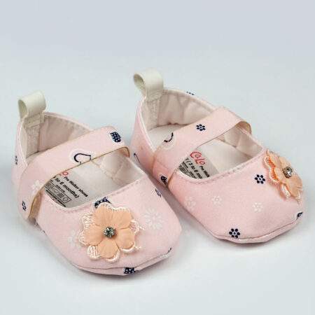 پاپوش کودک دخترانه طرح گل صورتی