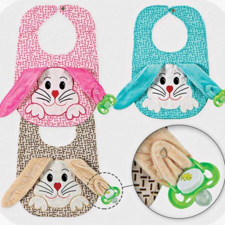 پیشبند گلدوزی طرح خرگوش با نگهدارنده پستانک