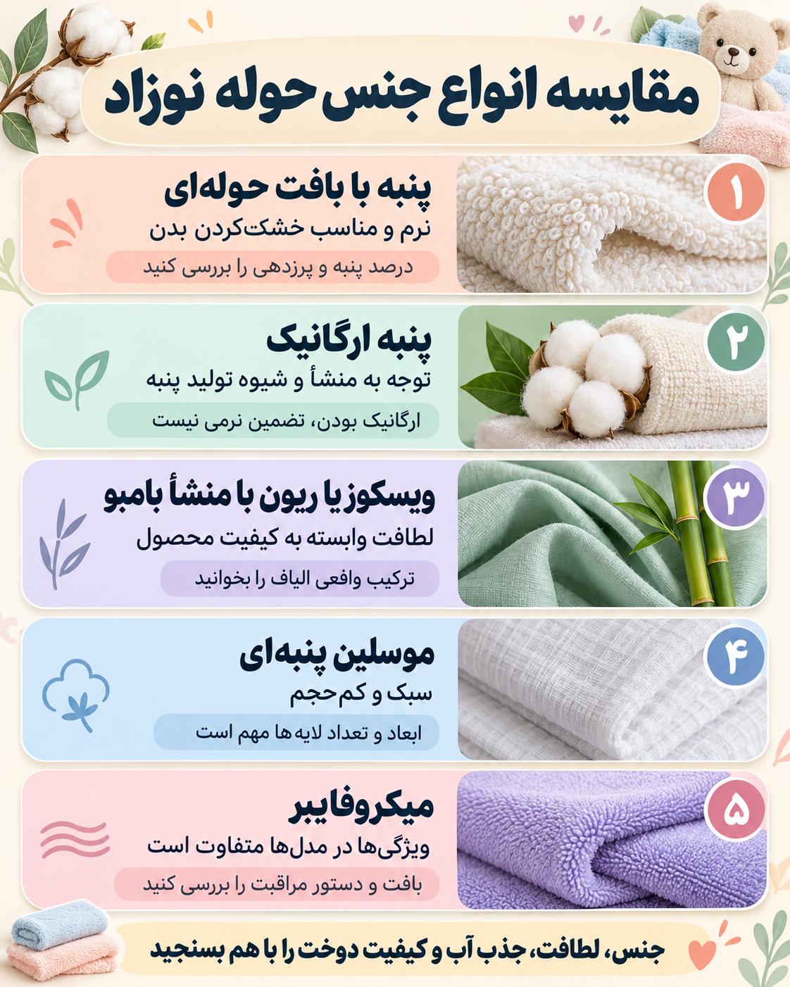 انواع جنس حوله نوزاد
